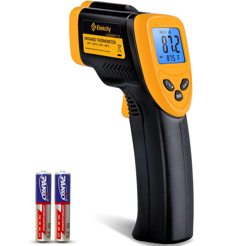 [Australia - AusPower] - Etekcity Infrared Thermometer Temperature Gun 774, Digital IR Temp Gun for Food, Cooking, BBQ, Pizza Oven, Reptile, Griddle Accessories, Non Contact Surface Outdoor Heat Gun Advanced Dark Yellow 