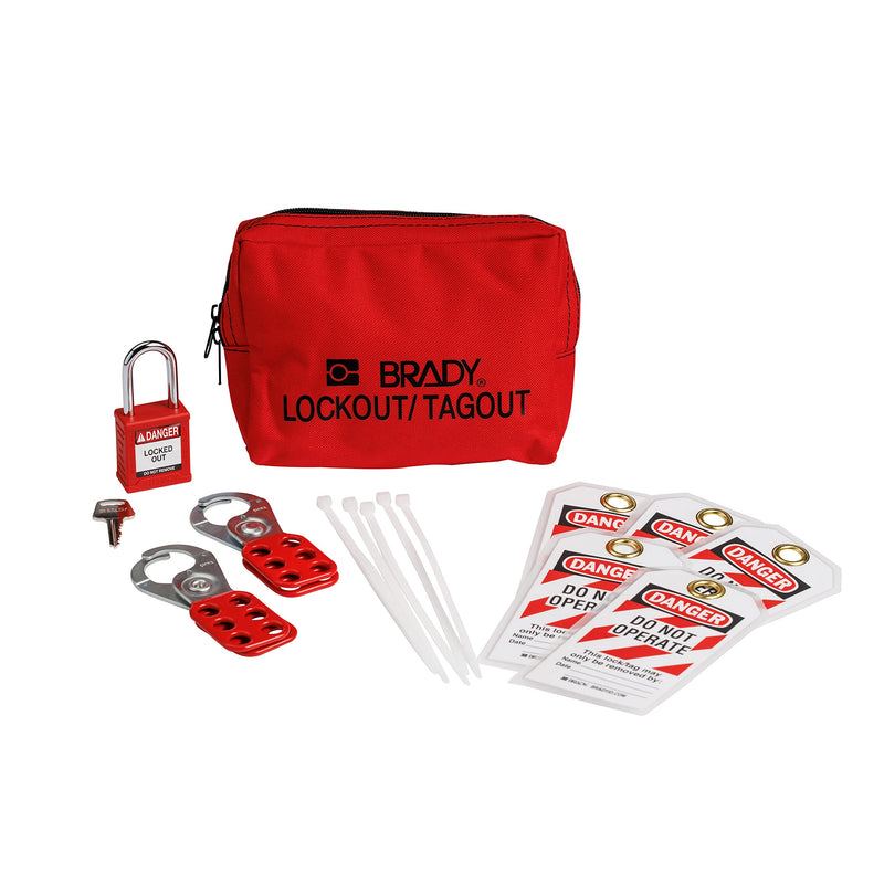 BRADY Electrical Lockout Tagout Kit with Hasps, Loto Tags, 1 Red Safety Padlock | Electrical Lock Out Tag Out Kit - 153668