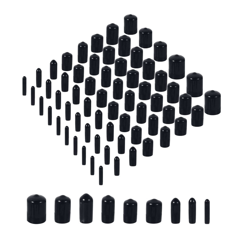 [Australia - AusPower] - Aleric 163pcs Rubber End Caps,Round Bolt Covers Caps,Vinyl End Cap Screw Thread Protectors,Rubber Screw Cover Bolt Cap for Metal Tube Rod Bolt in Size 2mm 3mm 4.5mm 6mm 7mm 8mm 9mm 12mm 20mm(Black) 