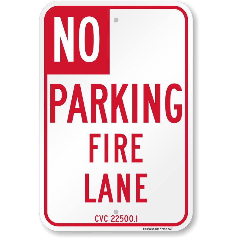 SmartSign 18 x 12 inch “No Parking Fire Lane” Metal Sign, 120 mil Aluminum Composite (ACM), Engineer Grade Reflective Material, Red and White Red, White