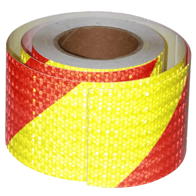 Reflective Tape 4 inch Wide, Outdoor Waterproof Hazard Conspicuity Safety Warning Industrial Marking Tape (66 feet) 4"X66ft Fluorescent Yellow and Red 1