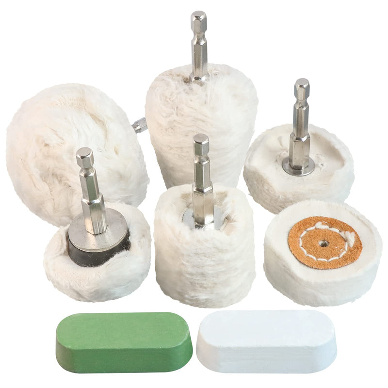 [Australia - AusPower] - 8pcs Polishing Wheel for Drill, Buffing Wheel Polisher Kit with 1/4" Hex Shafts,Abrasive Wheels for Power-Operated Grinders (8) 8 