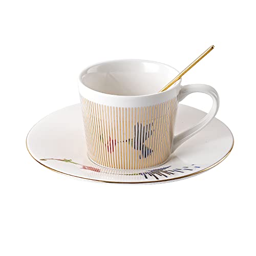 Mirror Cups and Saucers (Bird), Mirror Reflection coffee mug, Reflection Coffee Cup, Tea Cups and Saucers Sets for Women Wedding Party Afternoon Tea New bird