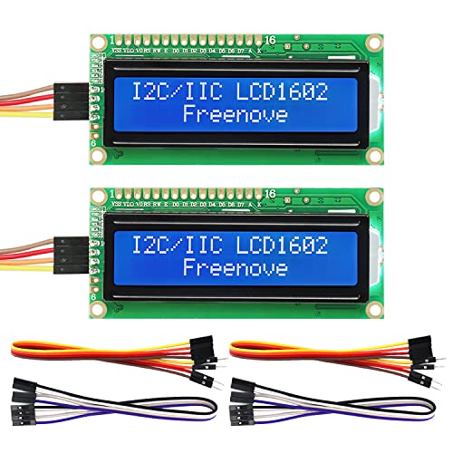 Freenove I2C IIC LCD 1602 Display Serial 16x2 Screen New Type (Pack of 2) | Compatible with Arduino Nano Raspberry Pi Pico ESP32 Development Board I2C 1602 2 Pack