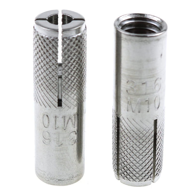 [Australia - AusPower] - Drop-in Anchor E-outstanding 2PCS 40x12mm 316 Stainless Steel M10 Bolts Silver Tone Knurled Drop in Anchors 