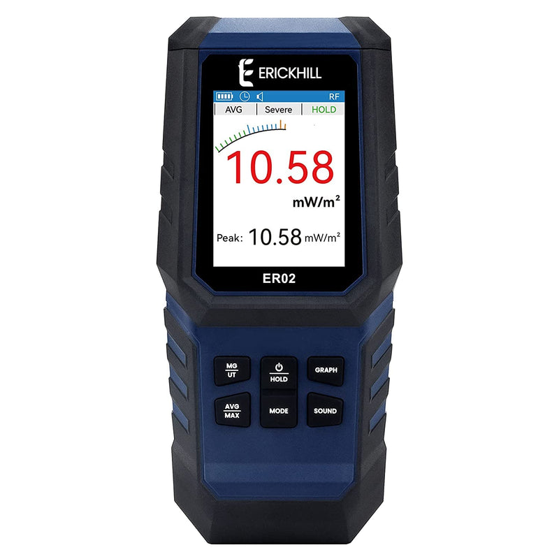 ERICKHILL EMF Meter ER-02, EF/MF/RF Test, Rechargeable Magnetic Field Meter, Digital/Graphics Dual Interface Radiation Detector, Digital LCD Screen, for Home, Office, Outdoor RF/MF/EF Meter Extended Version