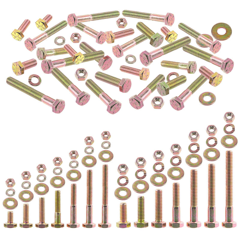 [Australia - AusPower] - Swpeet 80Pcs 5/16"-18 x 2 Grade 8 USS Yellow Color Zinc Finish Carbon Steel Nut Bolts and Flat Washers with Spring Lock Wshers Assortment Kit, Coarse Thread Hex Head Cap Screws Bolt 5/16"-18x2" 