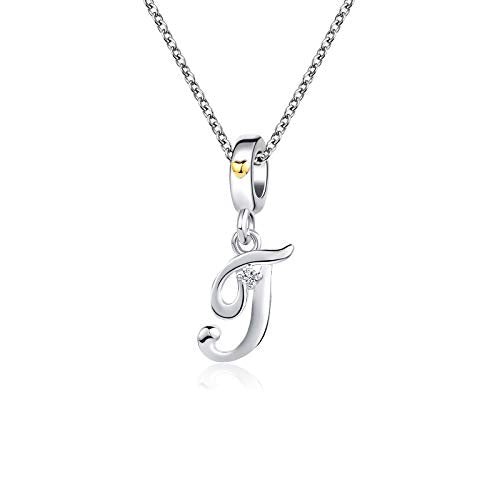 LSxAB Initial Necklace Women Alphabet Letter Charm Silver Gift Pendant for Family Friends Christmas Birthday T