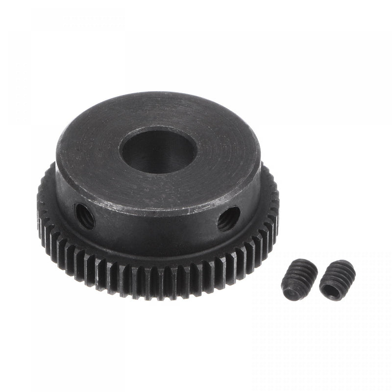 [Australia - AusPower] - uxcell Pinion Gear Set, 45# Carbon Steel Motor Rack Spur Gear with Step Black, 0.5 Mod 58T 8mm Bore 30mm Outer Dia, M4 Set Screws Included 