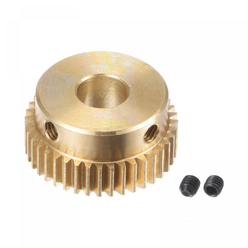 [Australia - AusPower] - uxcell Pinion Gear Set, Brass Motor Rack Straight Spur Gear with Step, 0.5 Mod 40T 6.35mm Bore 21mm Outer Dia, M3 Set Screws Included 