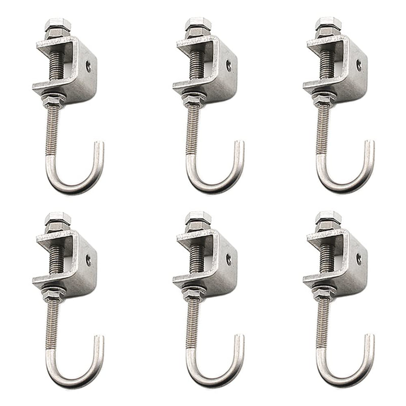 I-Beam Clamps with Hooks; C Clamp Hook Stainless Steel; Pipe Clamp Hooks for Hanging; Bolt Clamp Hook.Hooks for Use Slotted Angle in Galvanized(6Pcs)