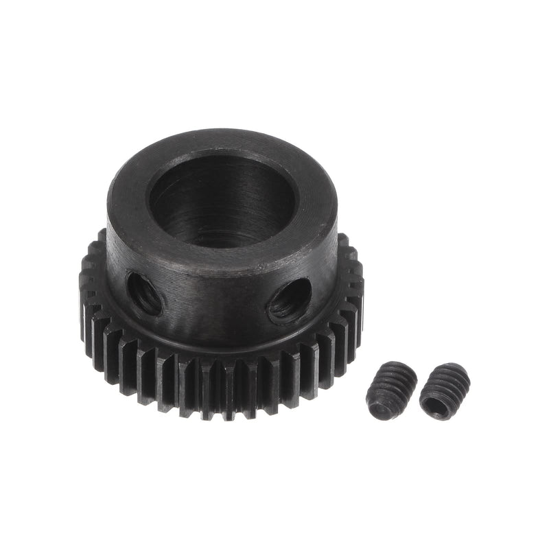 [Australia - AusPower] - uxcell Pinion Gear Set, 45# Carbon Steel Motor Rack Spur Gear with Step Black, 0.5 Mod 38T 10mm Bore 20mm Outer Dia, M4 Set Screws Included 