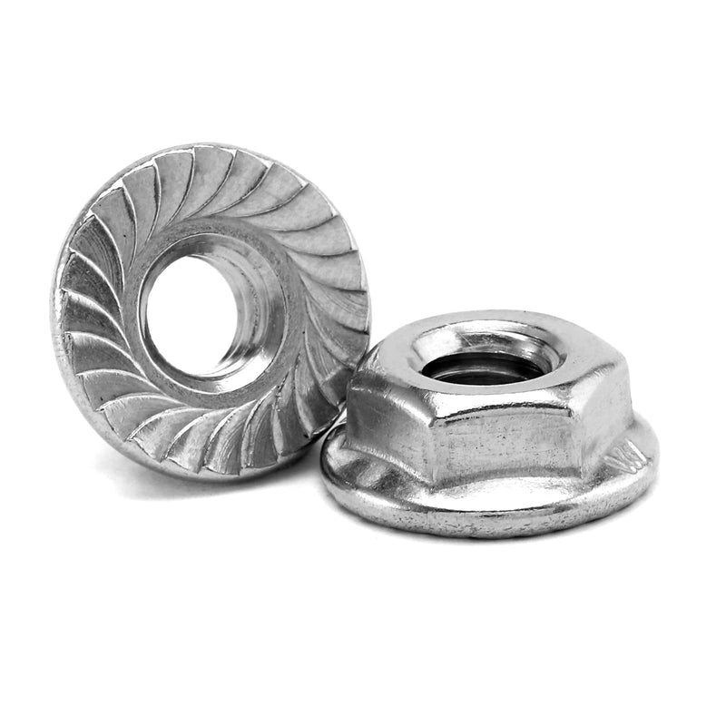[Australia - AusPower] - 1/4-20 Serrated Flange Hex Lock Nuts 100Pcs 304 Stainless Steel 18-8, Full Thread, Hex Drive, Bright Finish by SG TZH 100 1/4-20 
