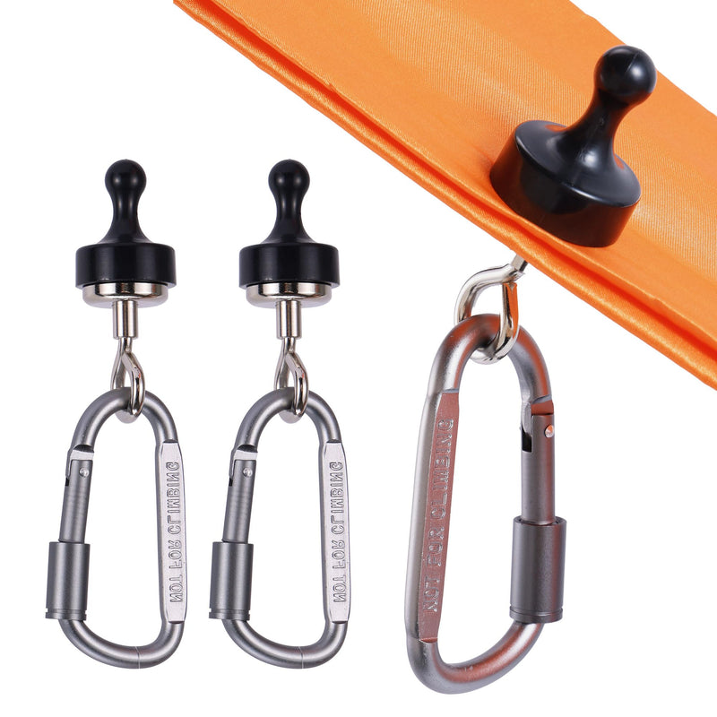 [Australia - AusPower] - Magnetic Hooks for Canopy, Magnet Clip Hanger with Carabiner for Camping, Heavy Duty Earth Magnets, Cruise Hanging, Multifunctional Tent Canopy, Suitable Tents Swivel Snap (Large) Large (2 pieces) 