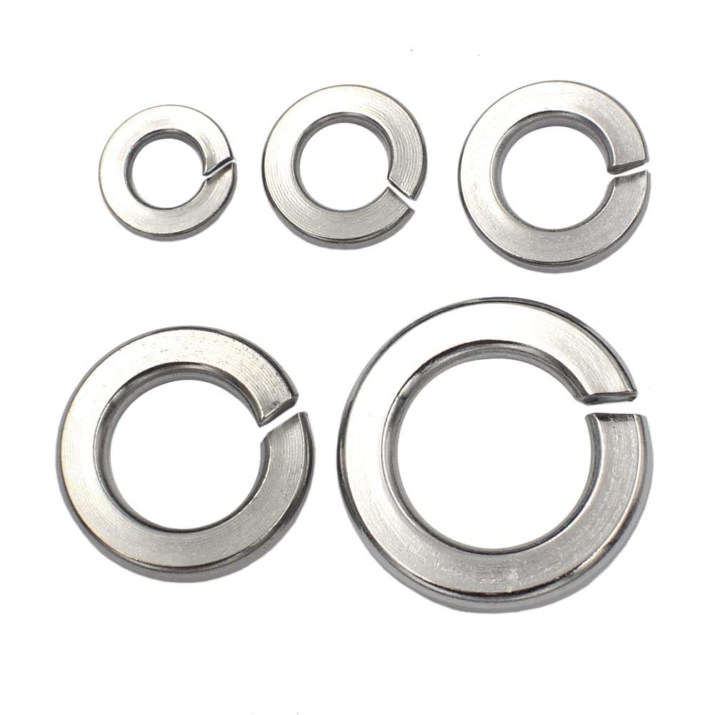 160 pcs 304 Stainless Steel Split Spring Lock Washers Assortment Kit Mix 5 Big Sizes, 1/4, 5/16, 3/8, 1/2, 5/8 inch