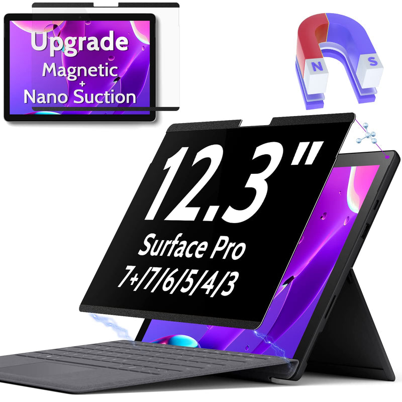 [Australia - AusPower] - 12.3 Inch Magnetic Privacy Screen Compatible With Surface Pro 7+/7/6/5/4/3, Removable Anti Blue Light Glare Filter, Black Security Private Apy Block Protector magnetic privacy filter for surface surface pro 7+/7/6/5/4/3 -12.3inch 