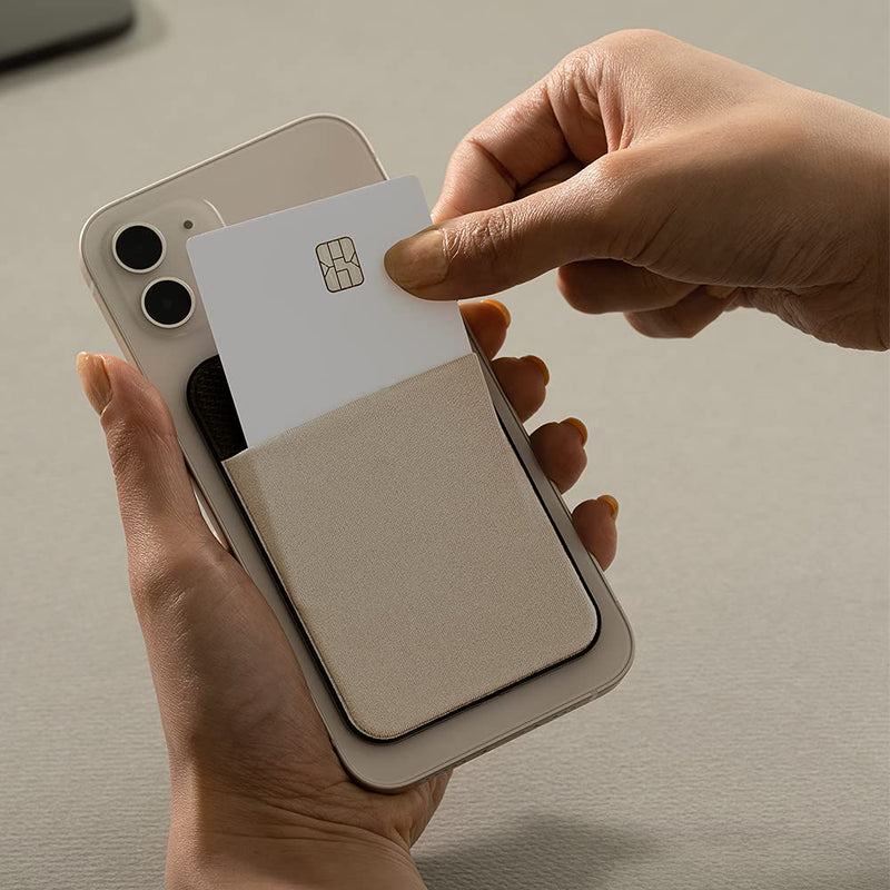 [Australia - AusPower] - Sinjimoru Stretchy Magnetic Phone Wallet, Magnetic Card Holder for Back of Phone as Phone Wallet for MagSafe Wallet Compatible with iPhone 15 14 13 12 Series. M-Basic Black 