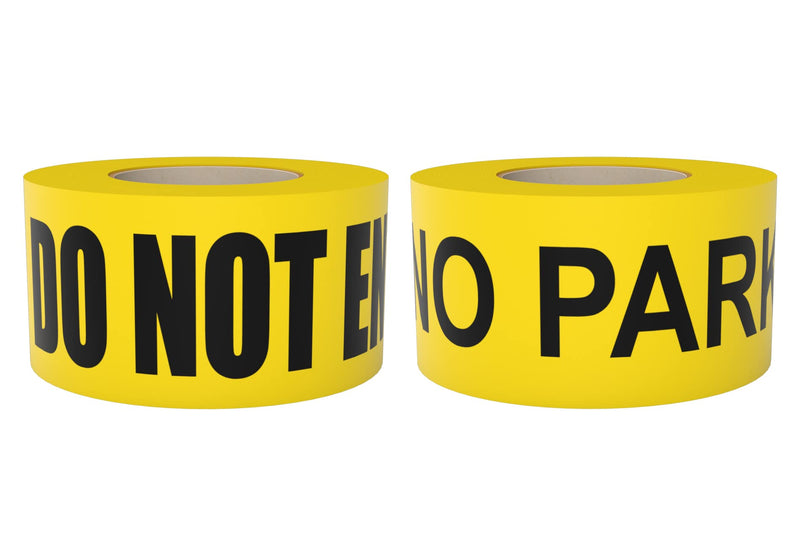 Caution No Parking Tape & Yellow Caution Do Not Enter Barricade Tape 3 inch X 1000 feet • 3 in. Wide for Maximum Readability • Tear Resistant Design