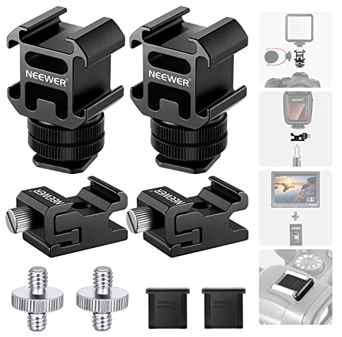 NEEWER 8 PCs Hot Shoe Mount Adapter Kit, Including Triple Cold Shoe Mounts, 1/4” Screw, Flash Stand Bracket, and Hotshoe Cover for DSLR Camera, LED Light, Microphone, Lighting Stands, Monitor ST47(8-Pack)