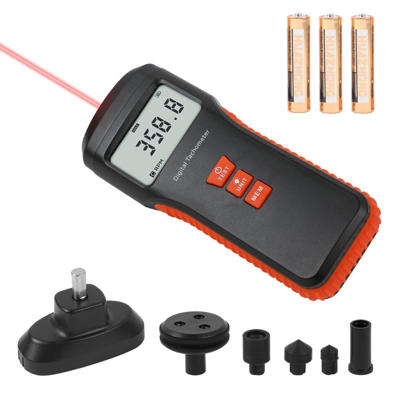 [Australia - AusPower] - Tachometer Contact & Non-contact Digital Tachometer 4 Test Mode Laser Photo Tachometer 1.0?99999RPM High Accuracy RPM Tachometer with 4 Contact Probes, Backlit Display, Data Memory/Hold,Auto Power Off 