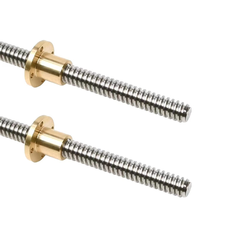 [Australia - AusPower] - 2Pcs Tr8x8 Lead Screw T8 x 8 T8 8mm 19.69inch /500mm Length with Brass Nuts (Acme Thread, Pitch of Screws: 2mm, Lead: 8mm, 4 Starts) Used in 3D Printer Z Axis L: 19.69 inch /500mm 2 Pcs T8 x 8 