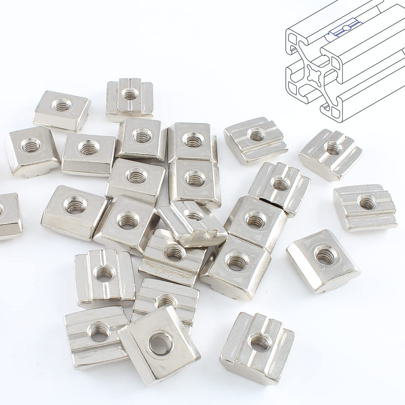 [Australia - AusPower] - 50 Pcs 3030 Series Sliding T Nuts Metric M5 Thread Slide in Hammer Head T-Nut, Sliding T-Nuts for Standard 8mm T-Slot Aluminum Extrusion Profile 30Series M5-50Pcs 
