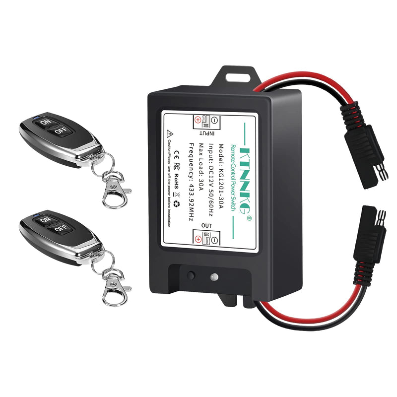 KTNNKG DC 12 Volt Wireless Remote Control Sprayer Pumps Switch with SAE Connector Plug, On Off Switch with 2 Remote Transmitters