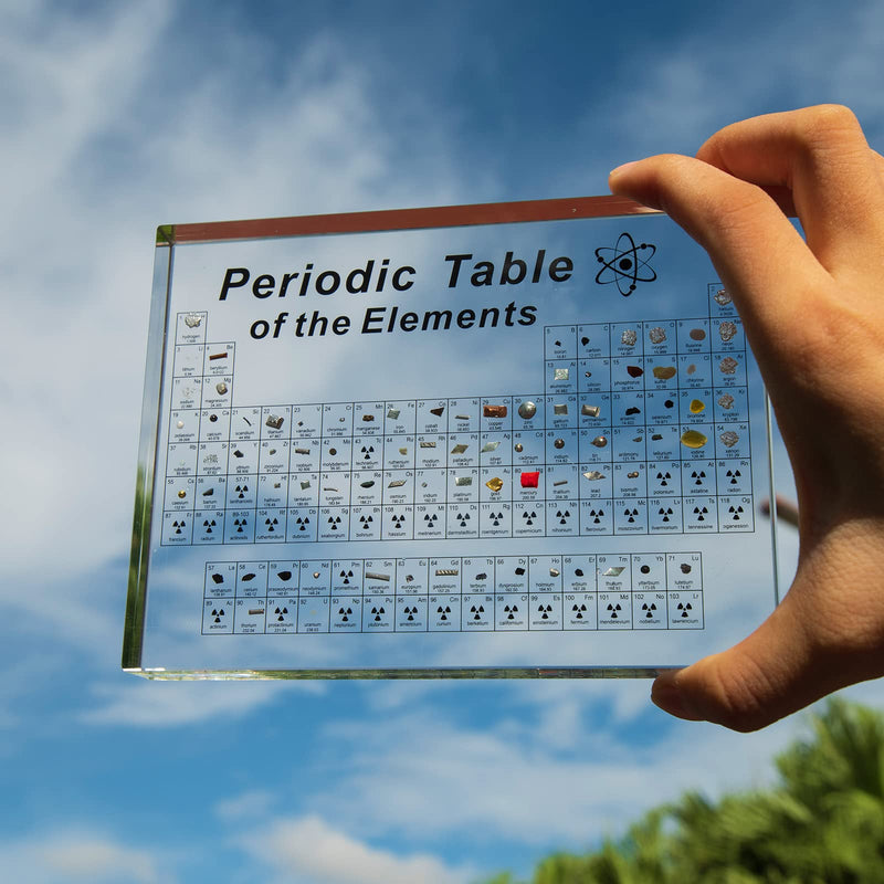 [Australia - AusPower] - Periodic Table with Real Elements Inside, Acrylic Periodic Table with Flannel Bag, 3D Periodic Table of Elements, Chemistry Gifts for Kids Adults Teacher 6" x 4.5" 