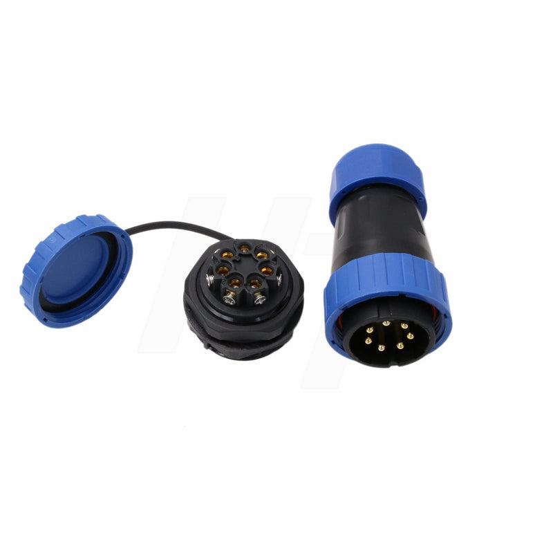 [Australia - AusPower] - TY28 7 Pin 25A Circular Waterproof Connector Screw Crimp Solder-Free Male Female Cable Plug Socket Quick-Disconnect for Outdoor Marine Power Device Panel Mount 