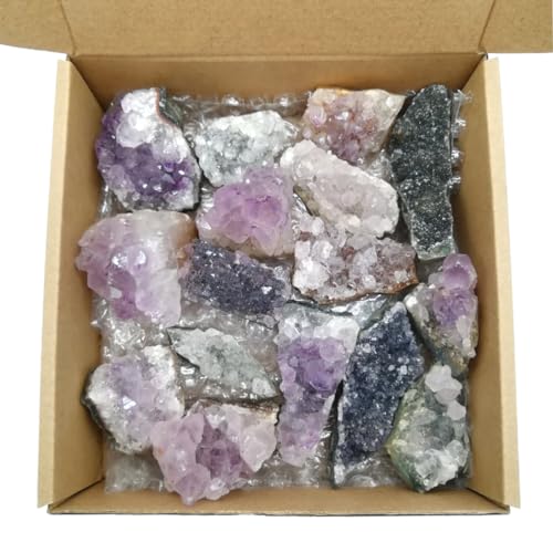 Raw Amethyst Clusters Bulk Natural Amethyst Geode 1.1Lbs Gemstones and Crystals Stone Specimen for Tumbling Witchcraft Amethyst Clusters 1.1lbs