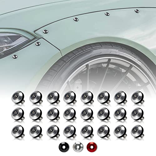 Rolling Gears M6 silver anodized aluminum rivet washer fender flare hardware kit, 24 pieces