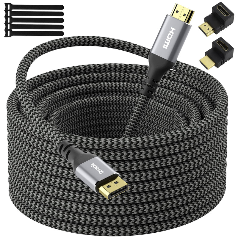 4K DisplayPort to HDMI Cable 20FT, 4K@60Hz HDR, High Speed Active Display Port to HDMI Cable UHD Converter, Uni-Directional, 4K@60Hz 2K@120Hz 1080P for HDTV, Monitor, Projector, Dell, NVIDIA, AMD, HP 20 Feet