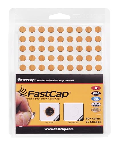FastCap 3/8-inch Anigre wood screw hole covers, round real wood adhesive stickers on sheet