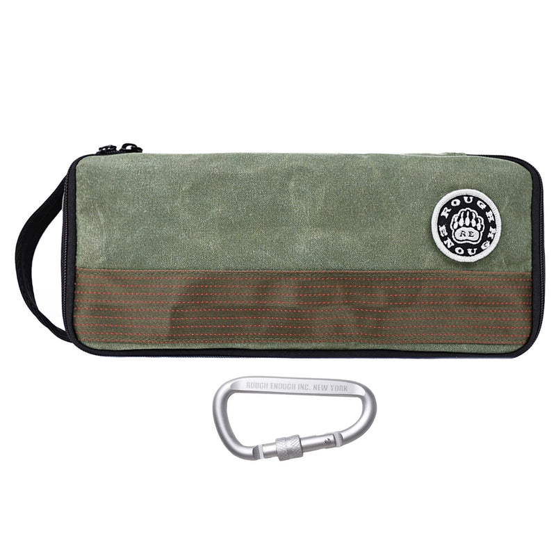 Rough Enough Small Tool Bag Case Portable Box EDC Pouch Organizer with Handle, 12 Inch, Heavy Duty Canvas, Padded Lining, Tech Tactical Gear, Green