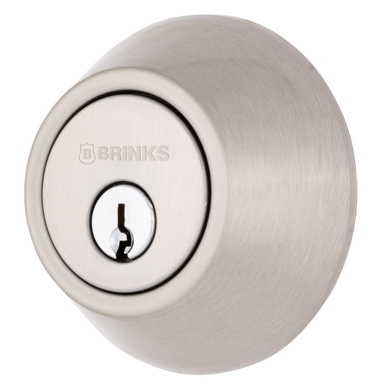 BRINKS Transitional Single Cylinder Deadbolt Lock, Door Lock Built for Residential Protection ANSI Grade 2 Security, Satin Nickel 1 Pack Front Door Deadbolt