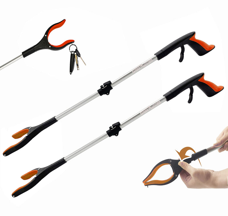 [Australia - AusPower] - 2 pack 32 inch GrabRunner FDA Registered Reacher Grabber Tool with Strong Magnetic and Swivel Head (New Red) New Red 