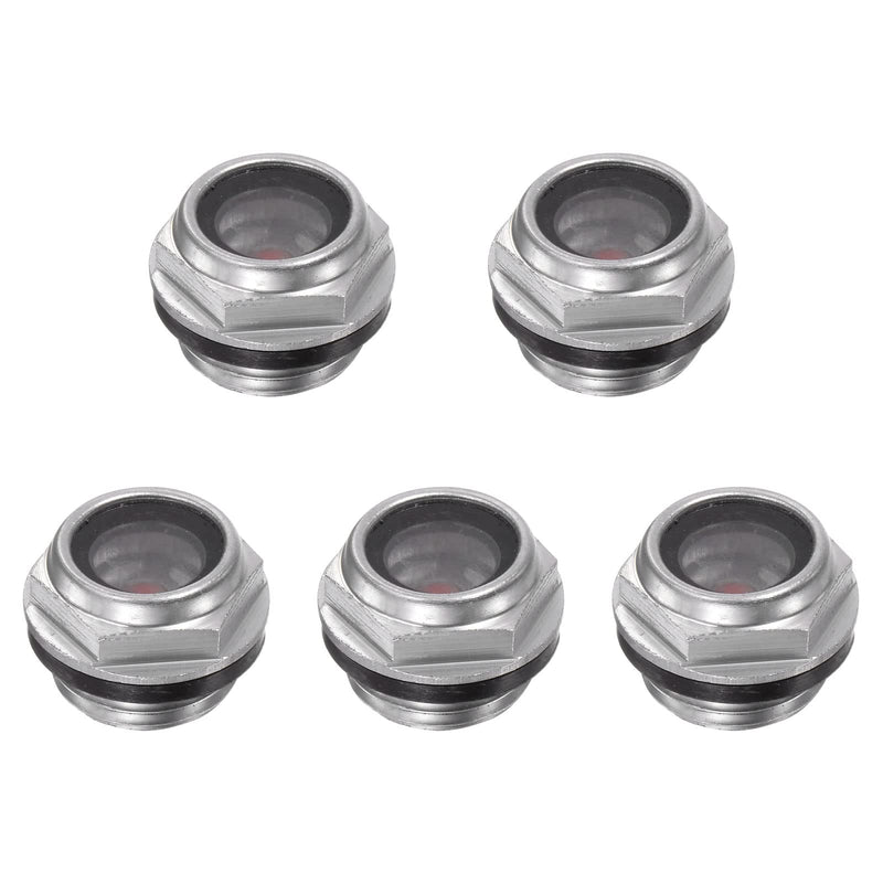 [Australia - AusPower] - uxcell Air Compressor Oil Level Gauge Sight Glass M16x1.5mm Male Threaded Aluminum Glass Liquid Indicator Sight Window 5Pcs 