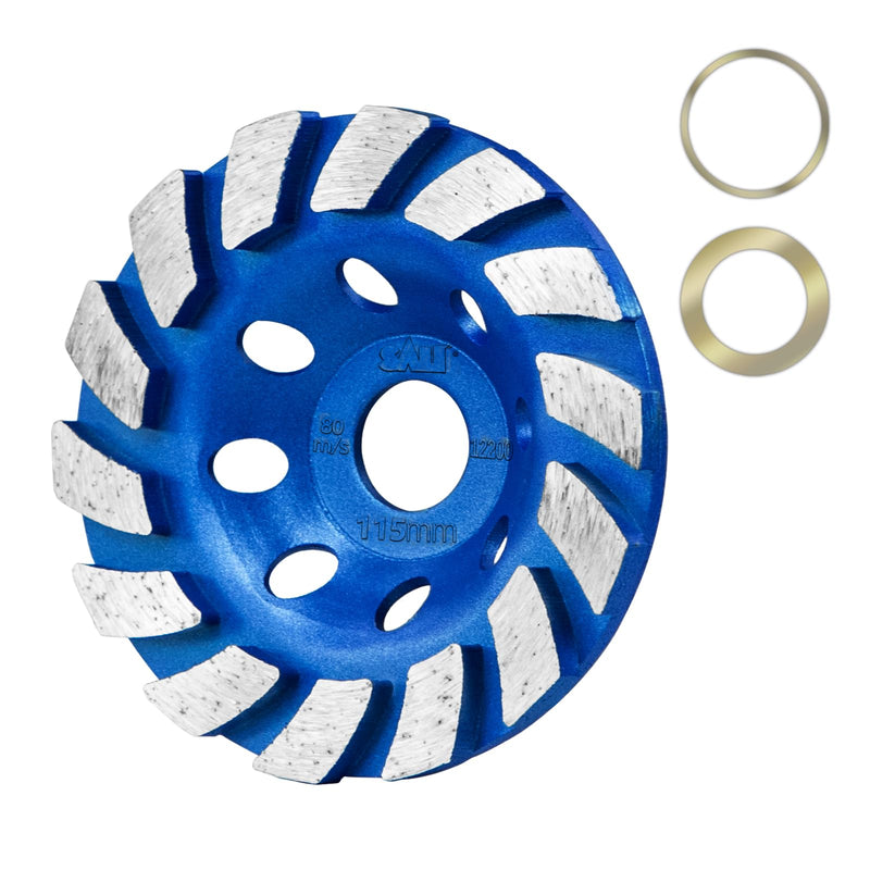 [Australia - AusPower] - SALI Diamond Concrete Grinding Wheel 4 1/2 inch for Polishing and Cleaning Stone Concrete Surface, Cement, Marble, Rock, Granite, and Thinset Removing, Angle Grinder Segment Wheels Cup 115 * 22.2MM Segment Turbo 1.0 