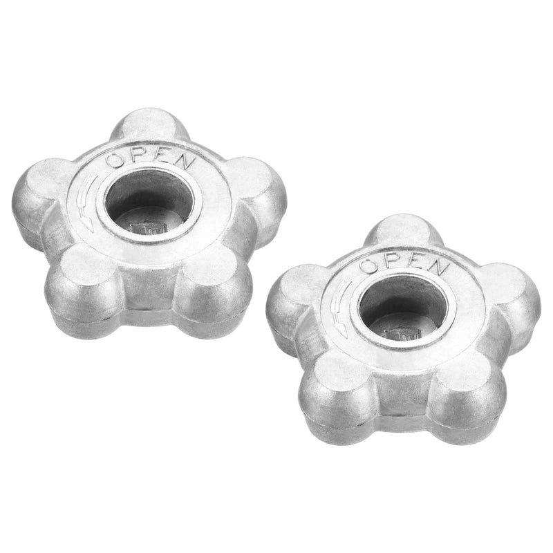 [Australia - AusPower] - PATIKIL 64mm Diameter Hand Wheel, 2 Pack Aluminum Alloy Control Switch Replacement Handle for Gas Cylinder, Silver Tone 