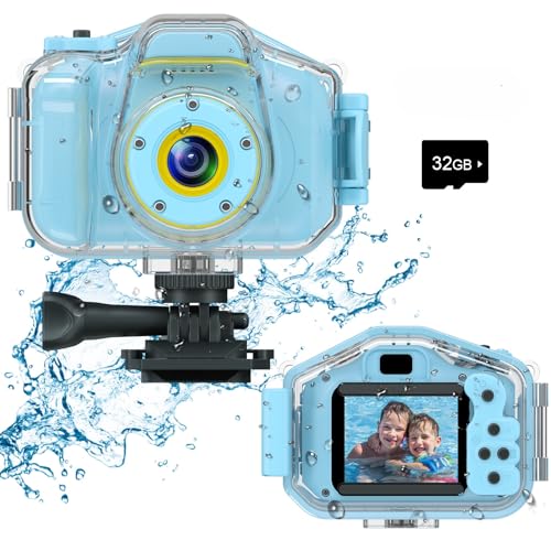DEKER Kids Waterproof Camera, Underwater HD Digital Camcorder, Blue