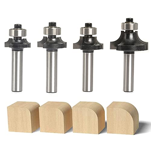 Rounding Cutter Set of 4 HW for Routers, Shaft 8 mm, R 3-4-5-8 mm | HW cutting and ball bearings for clean rounding. Ideal for solid wood, MDF, plywood and multiplex. 4-Piece Set