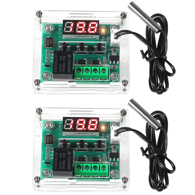 [Australia - AusPower] - 2PCS W1209 Temperature Controller Module,LED Display Digital Thermostat Module with Case DC 12V Digital Electronic Temperature Temp Control Module Switch with Waterproof NTC Probe -50~110℃(Red) 2PCS x Red 