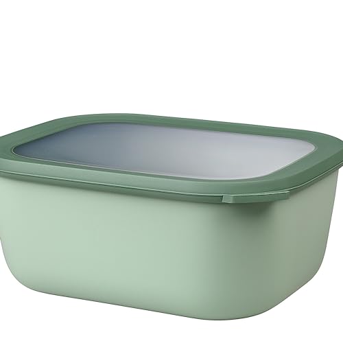 Mepal – Multi Bowl Cirqula Rectangular – Food Storage Container with Lid - Suitable as Airtight Storage Box for the Fridge & Freezer, Microwave Container & Servable Dish – 3000 ml – Nordic Sage 3000 ml / 101 oz