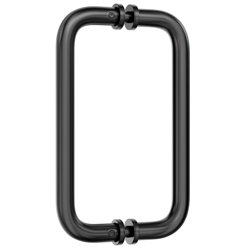 Ranbo Matte Black 8" CTC Tubular Back-to-Back Shower Door Handle,Heavy-Duty 1.0mm Thick 304 Stainless Steel,for 1/4"- 1/2" Thick Glass and 1-3/8" - 2-1/6" Thick Wooden or Metal Doors 8 Inch