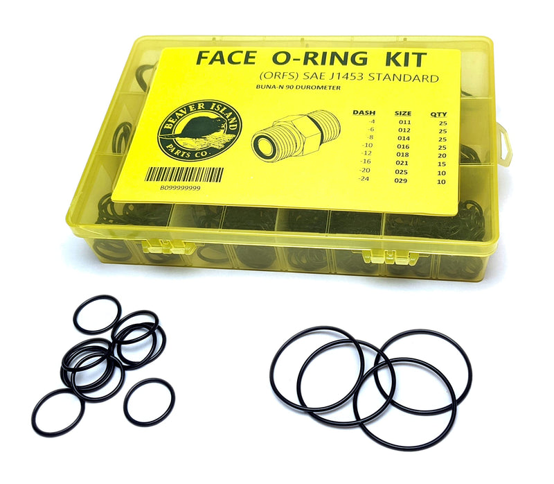 [Australia - AusPower] - Hydraulic O-Ring Kit FACE ORFS Fittings 155 Pieces (8 Common Sizes) SAE Buna-N 90 Durometer 