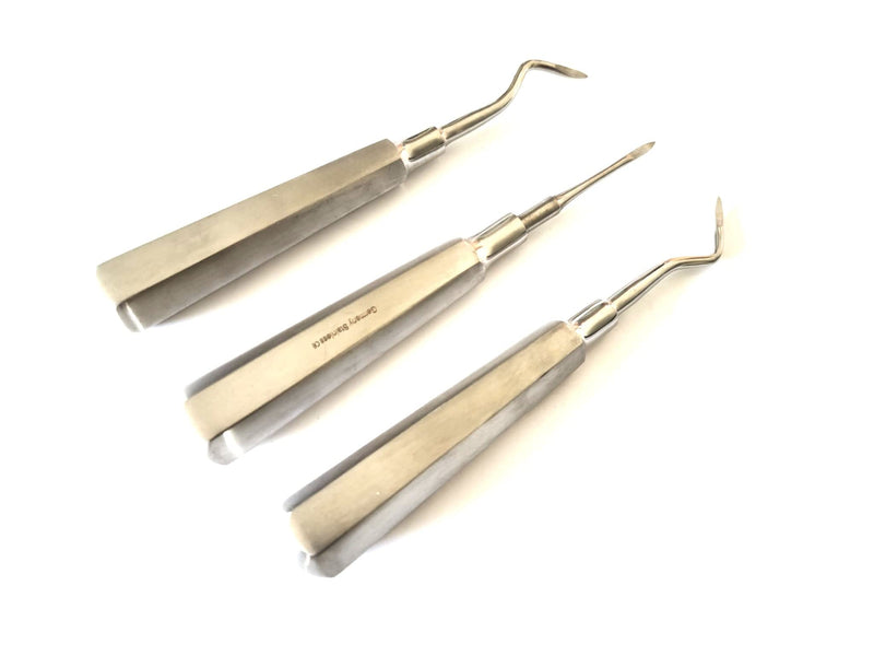 [Australia - AusPower] - 3 PIECE PREMIUM GERMAN HEIDBRINK ROOT TIP PICK ELEVATOR SHARP CURVED LEFT, RIGHT, AND STRAIGHT 