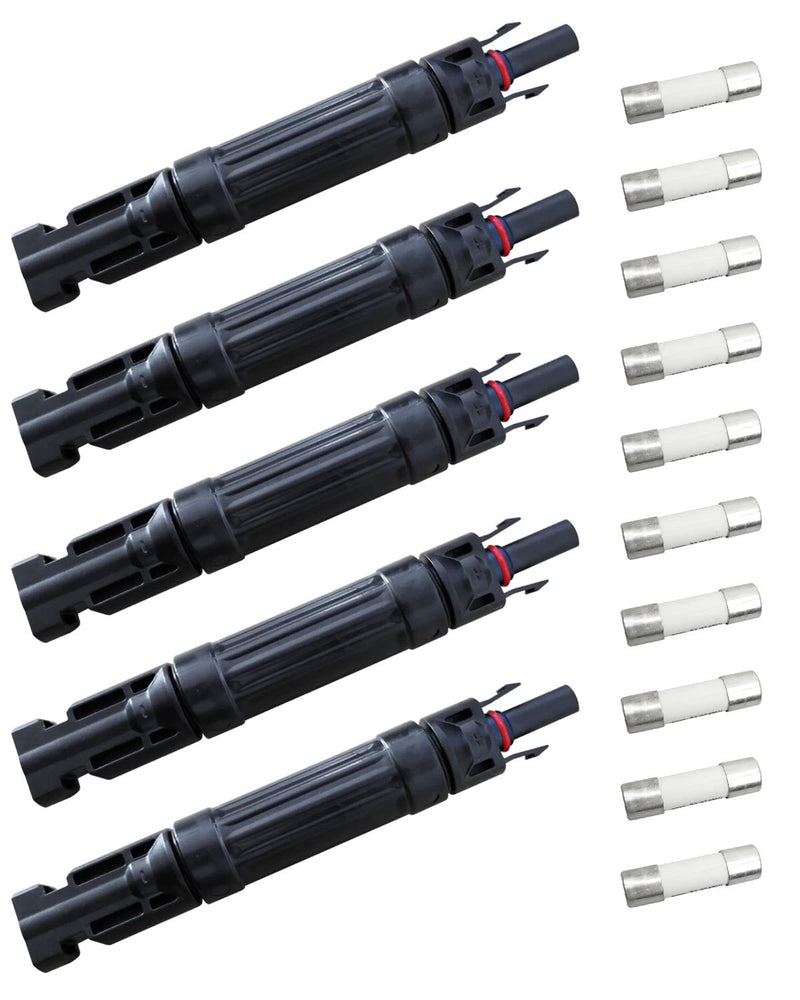 15A Solar Fuse Holder Inline, 5PCS Waterproof Solar Fuse Connector for Solar Panel and Solar Controller, Solar Surge Protection Device with Male and Female Connector