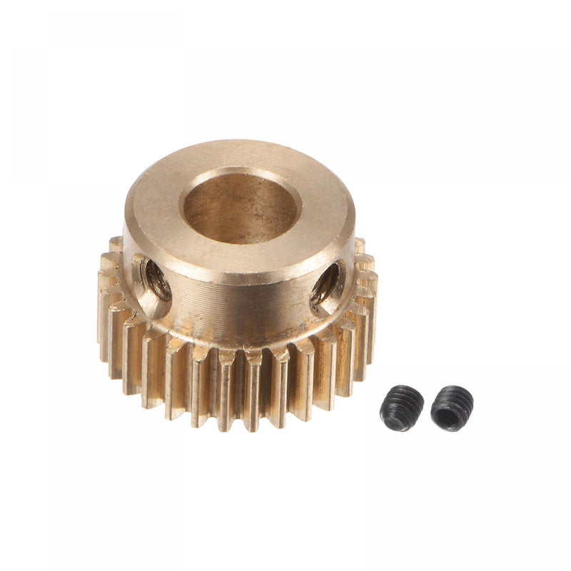 [Australia - AusPower] - uxcell Pinion Gear Set, Brass Motor Rack Straight Spur Gear with Step, 0.5 Mod 30T 6.35mm Bore 16mm Outer Dia, M3 Set Screws Included 