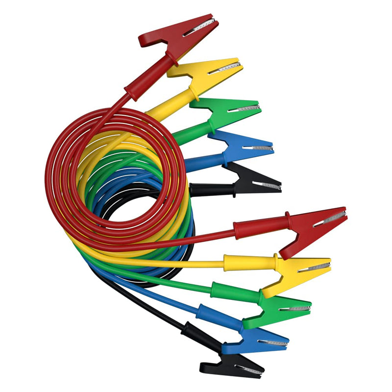 [Australia - AusPower] - 5pcs Alligator Clips Clamp Electrical Test Leads Dual Ended Crocodile Wire Cable with Fully Insulated Clips Test Flexible Copper Cable for Electrical Testing Jumper Wire3.3ft/1m 5pcs fully insulated 