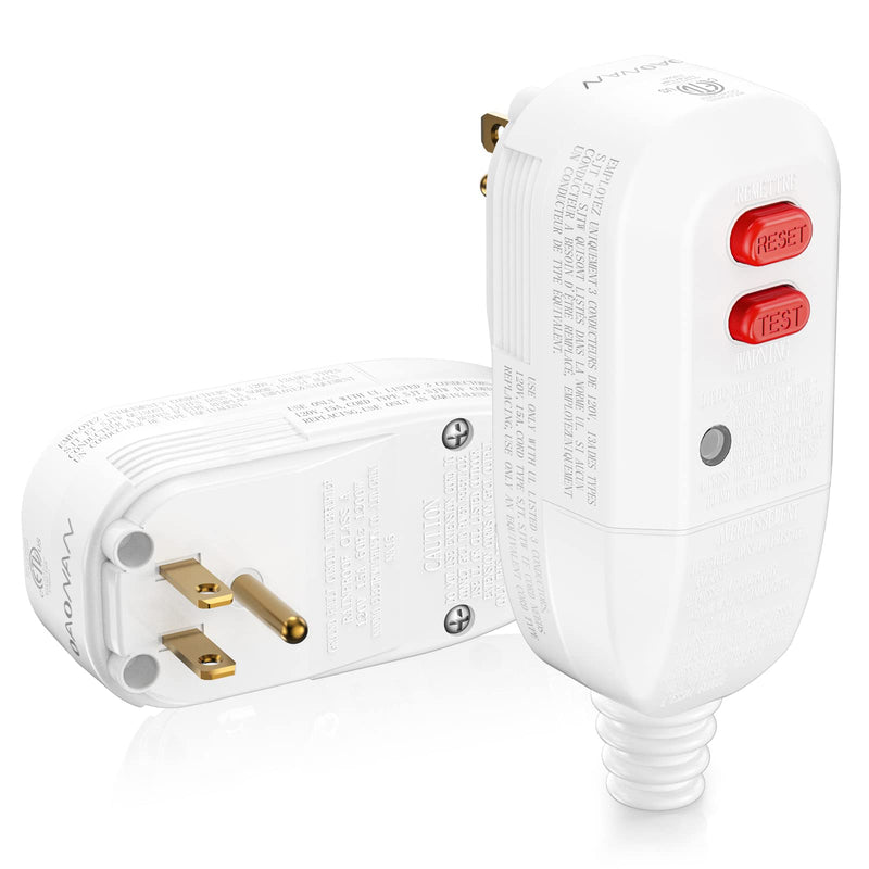 [Australia - AusPower] - GFCI Replacement Plug Assembly Auto Reset 15 Amp 3 Prongs, 5 Years Warranty, Ground Fault Circuit Interrupter Safety Plug for Pressure Washer, Hot Tub, Air Conditioner, Hair Dryer White 15Amp 3Prongs 
